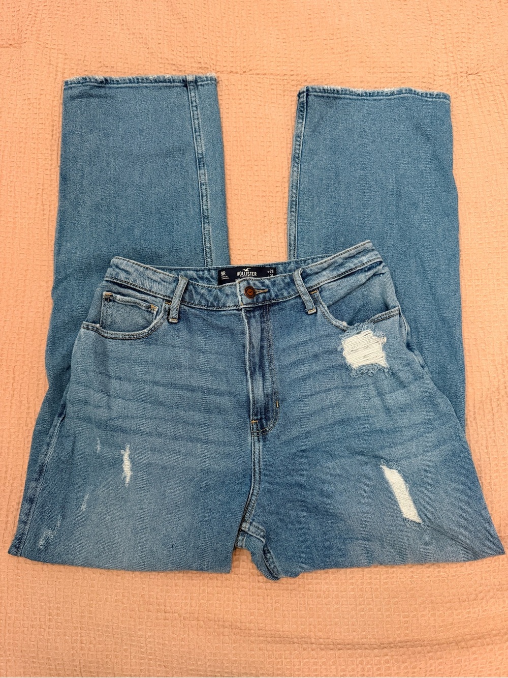 Hollister Light Blue High-Rise Distressed Jeans